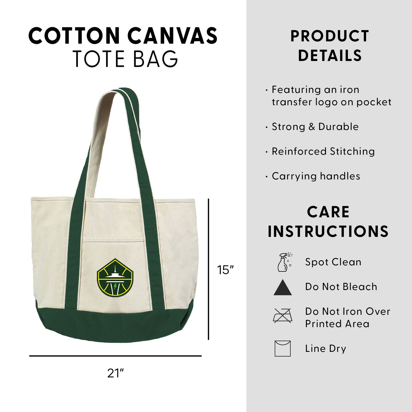 Seattle Storm Logo Canvas Tote Dimensions