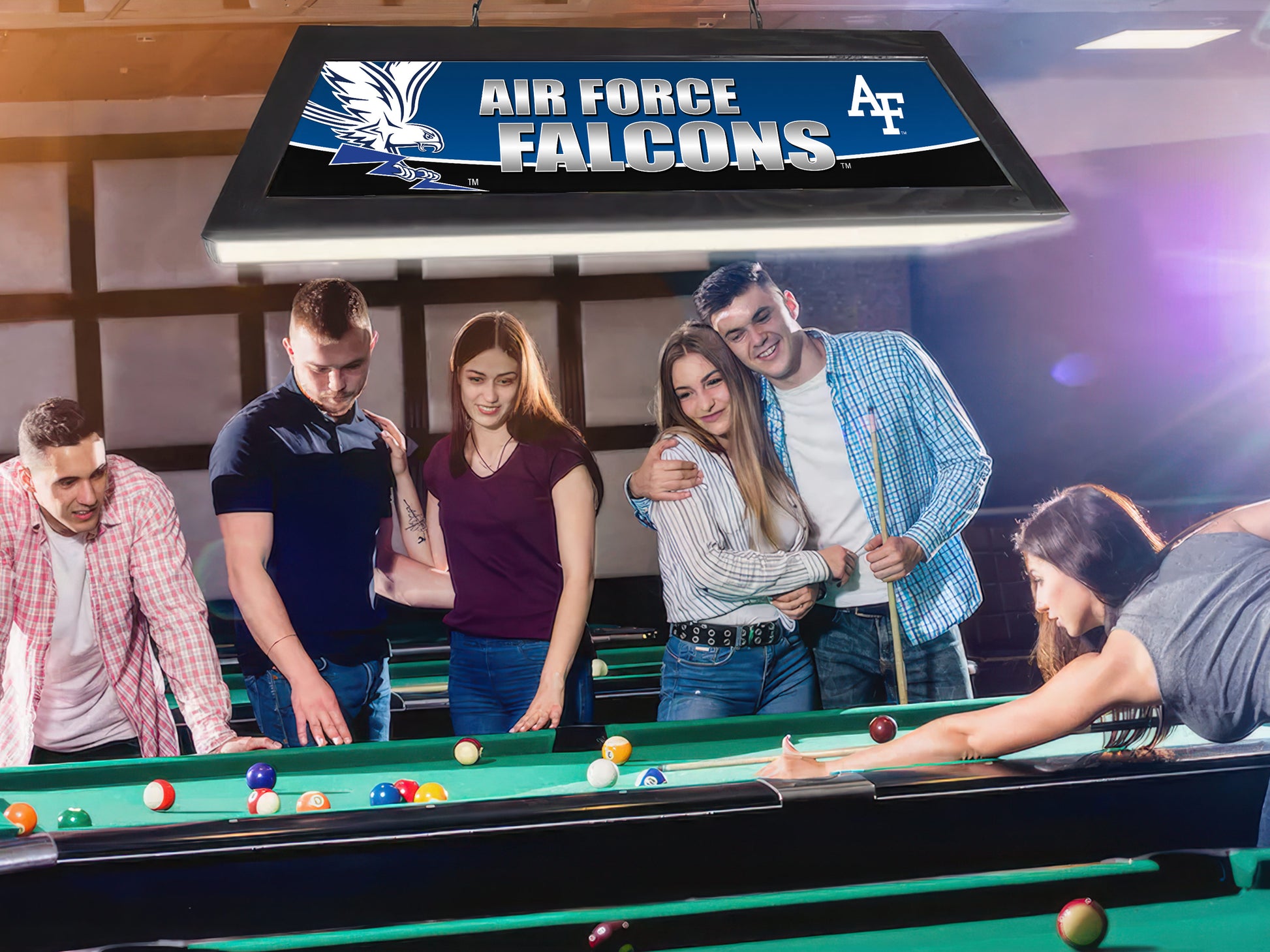 Official [Team Name] 42-Inch Billiard Light Installed Hanging Inside Game Room Man Cave