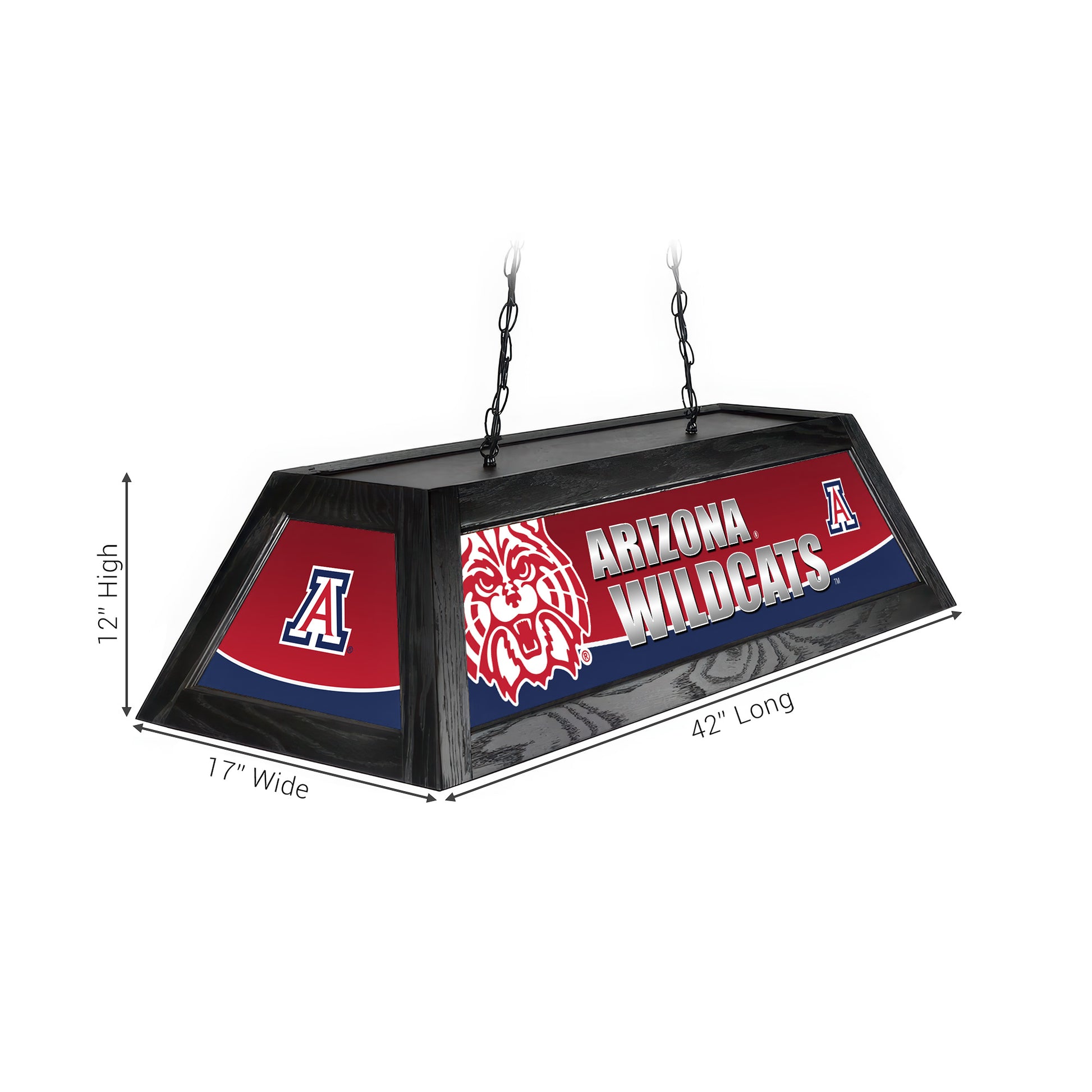 Official [Team Name] Pool Table Lamp Sizing Chart - 42 Inch Length Dimensions Diagram