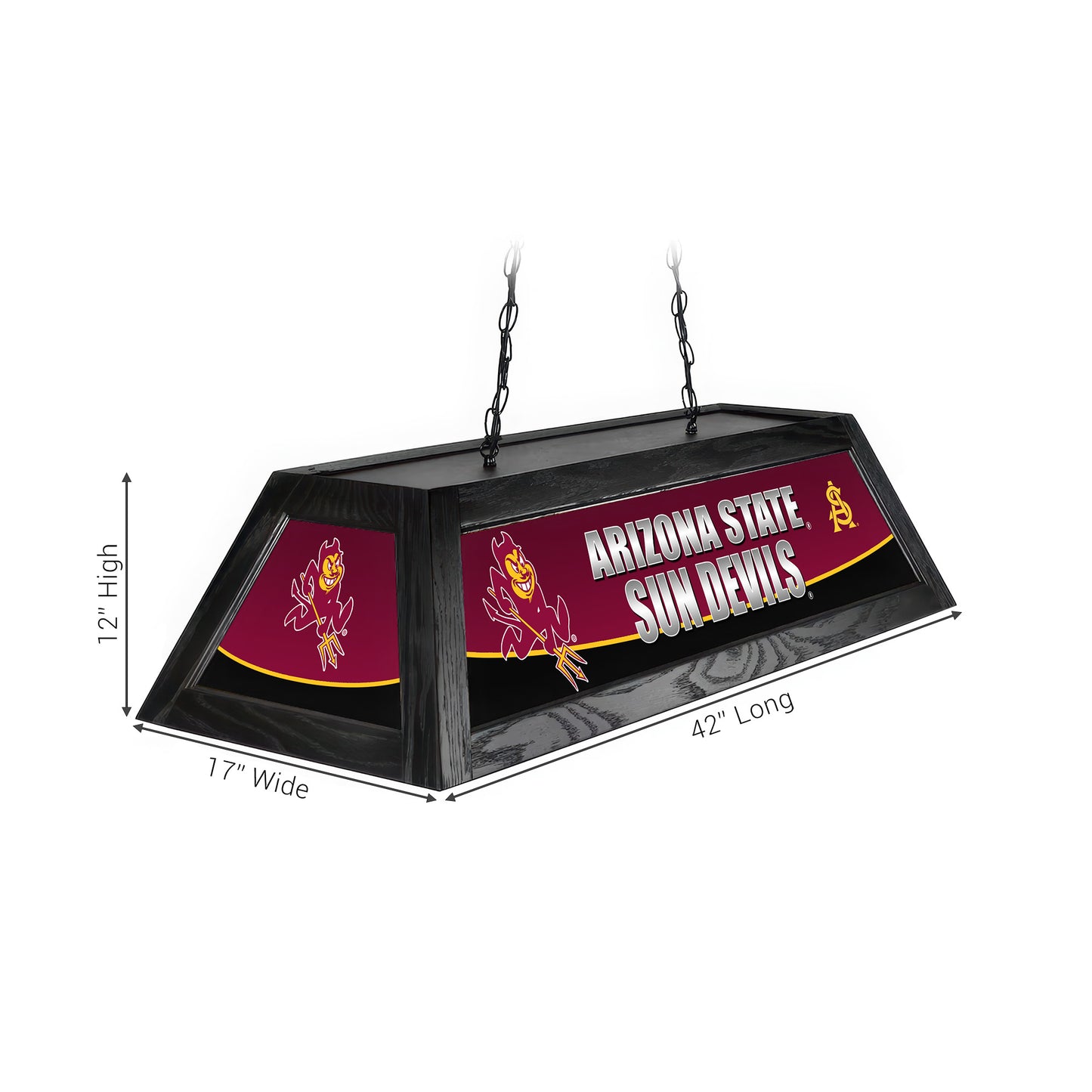 Official [Team Name] Pool Table Lamp Sizing Chart - 42 Inch Length Dimensions Diagram