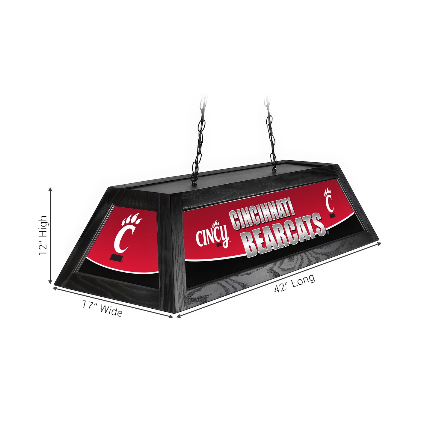 Official [Team Name] Pool Table Lamp Sizing Chart - 42 Inch Length Dimensions Diagram