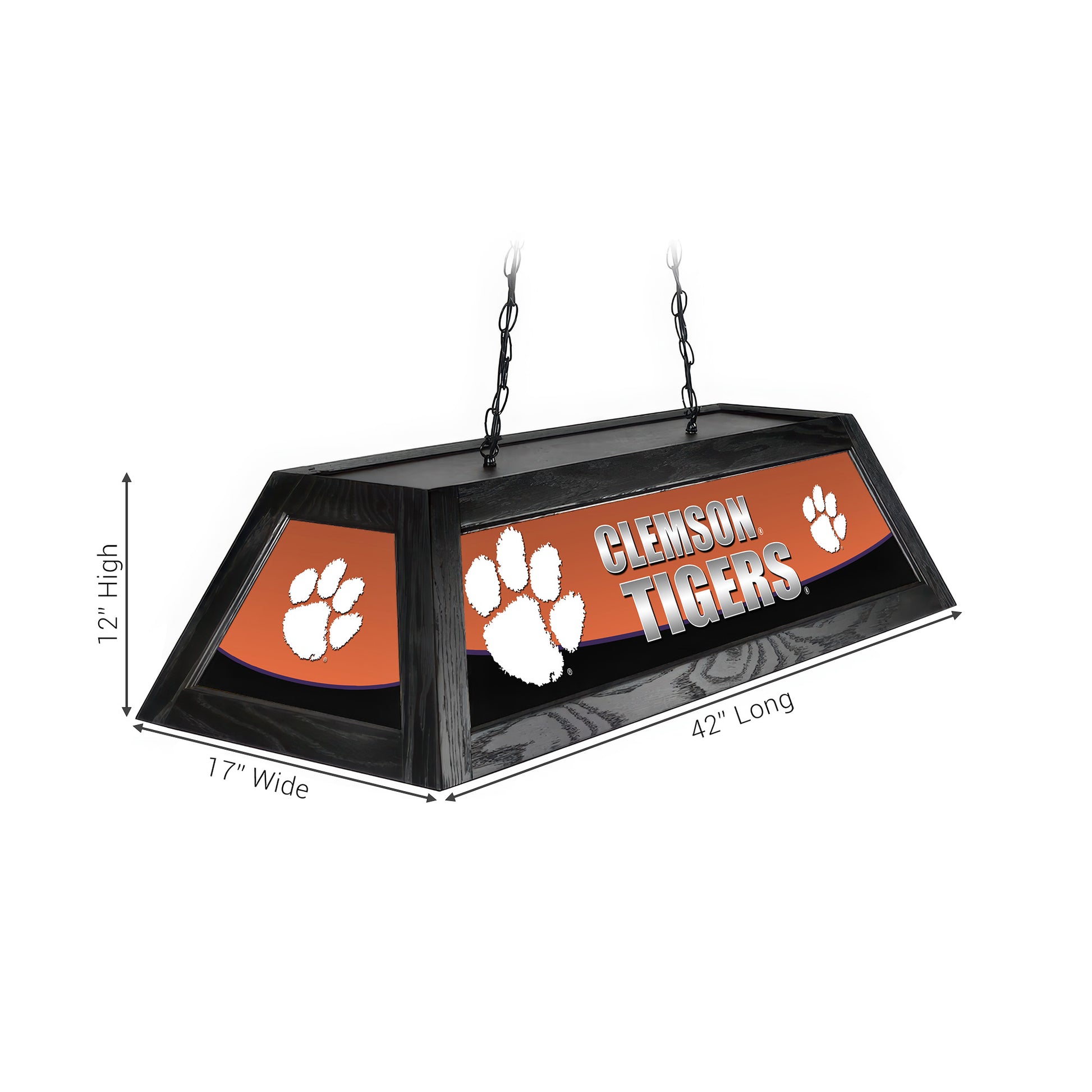 Official [Team Name] Pool Table Lamp Sizing Chart - 42 Inch Length Dimensions Diagram