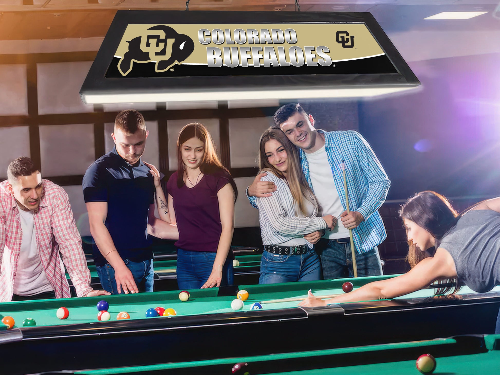 Official [Team Name] 42-Inch Billiard Light Installed Hanging Inside Game Room Man Cave