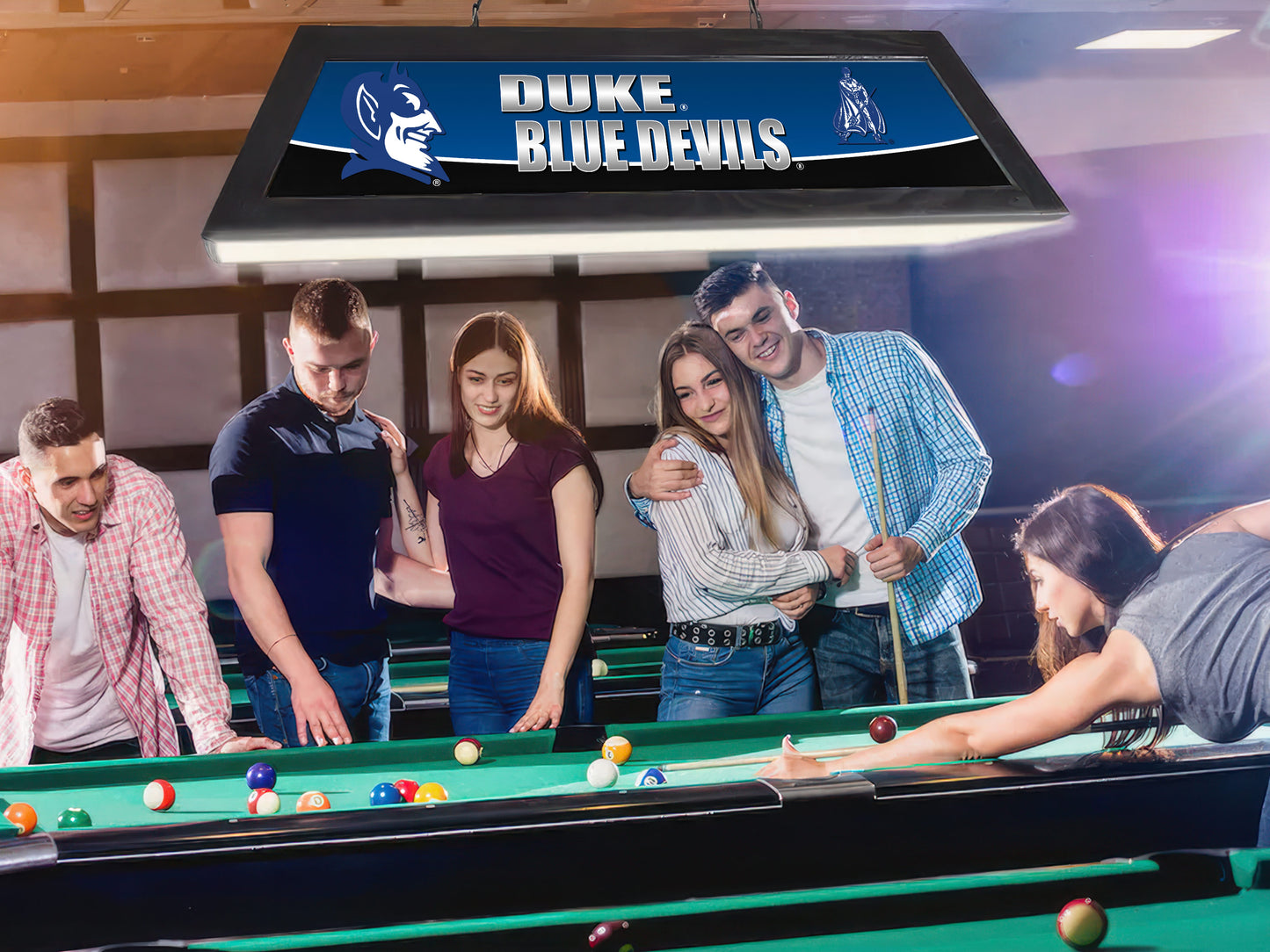 Official [Team Name] 42-Inch Billiard Light Installed Hanging Inside Game Room Man Cave