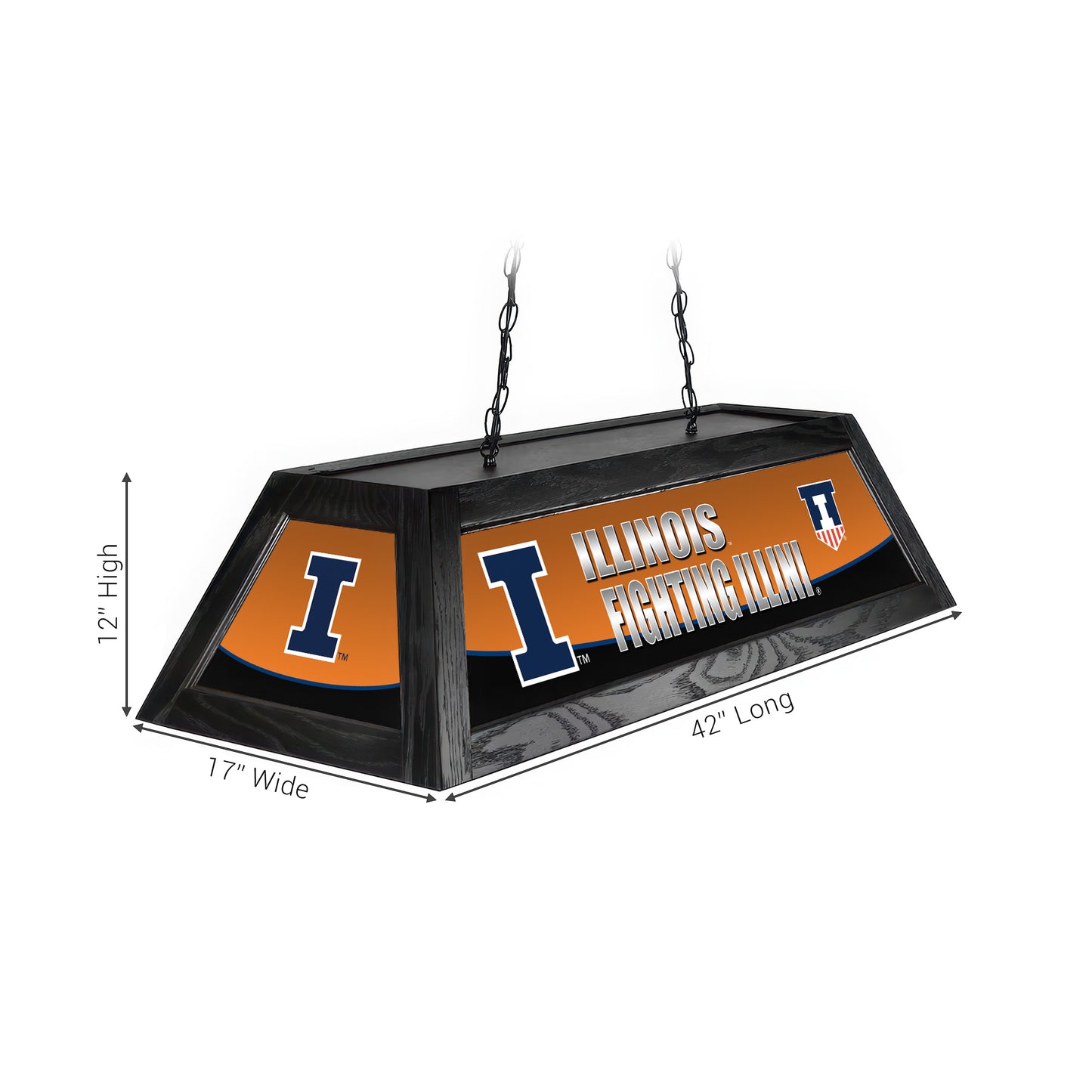 Official [Team Name] Pool Table Lamp Sizing Chart - 42 Inch Length Dimensions Diagram