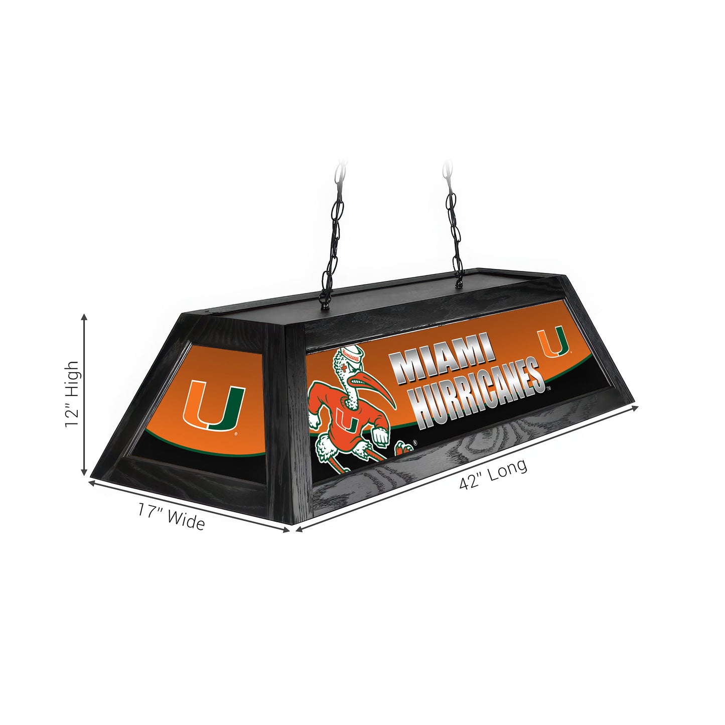 Official [Team Name] Pool Table Lamp Sizing Chart - 42 Inch Length Dimensions Diagram