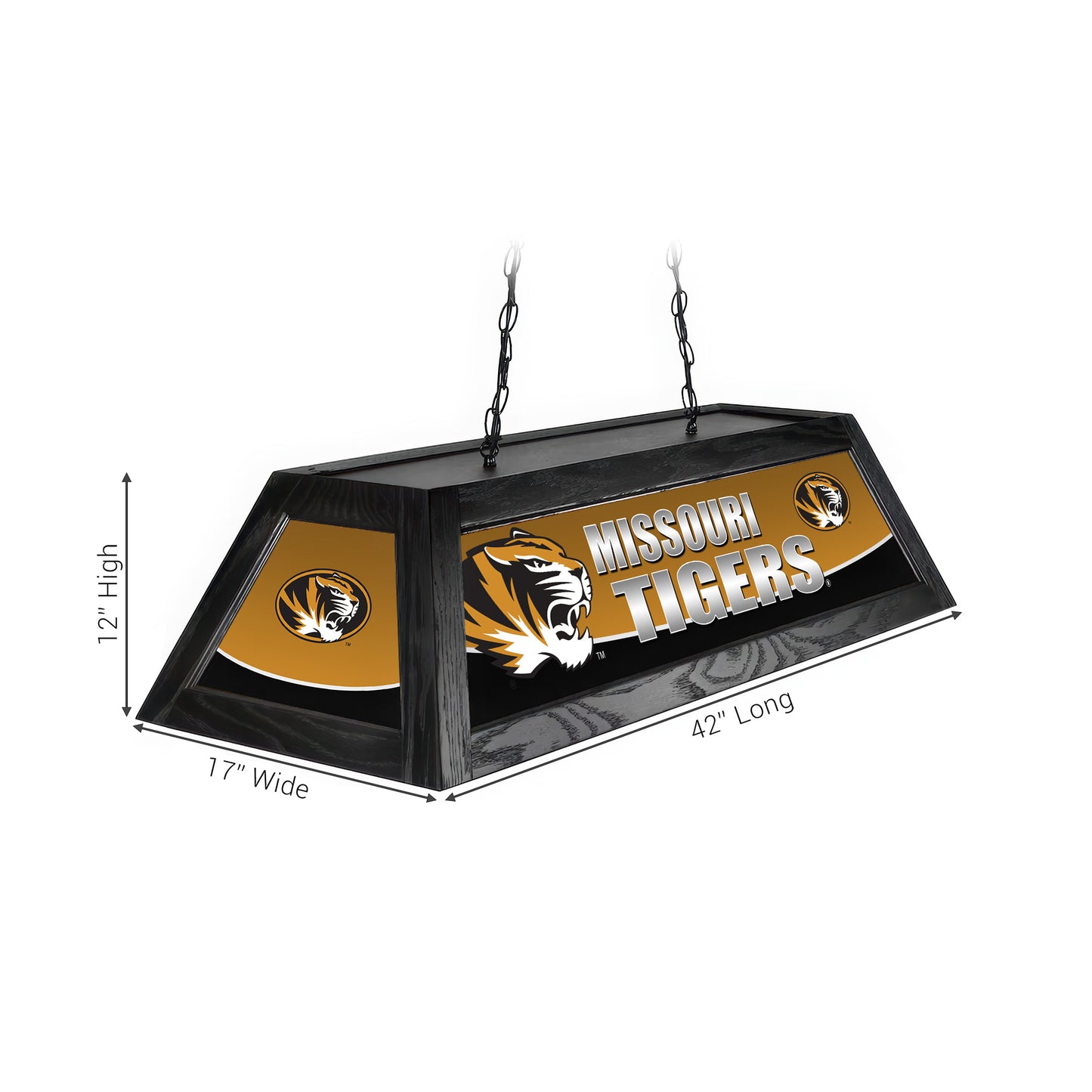 Official [Team Name] Pool Table Lamp Sizing Chart - 42 Inch Length Dimensions Diagram