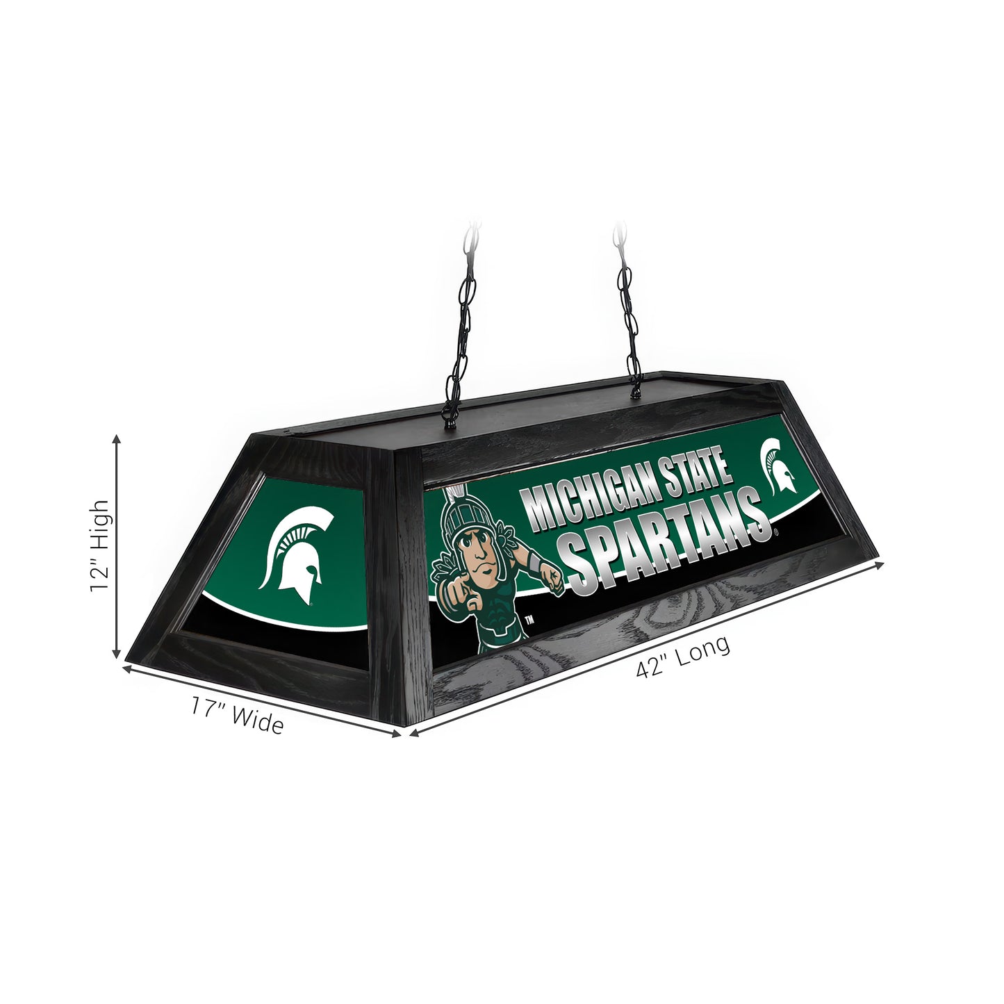 Official [Team Name] Pool Table Lamp Sizing Chart - 42 Inch Length Dimensions Diagram