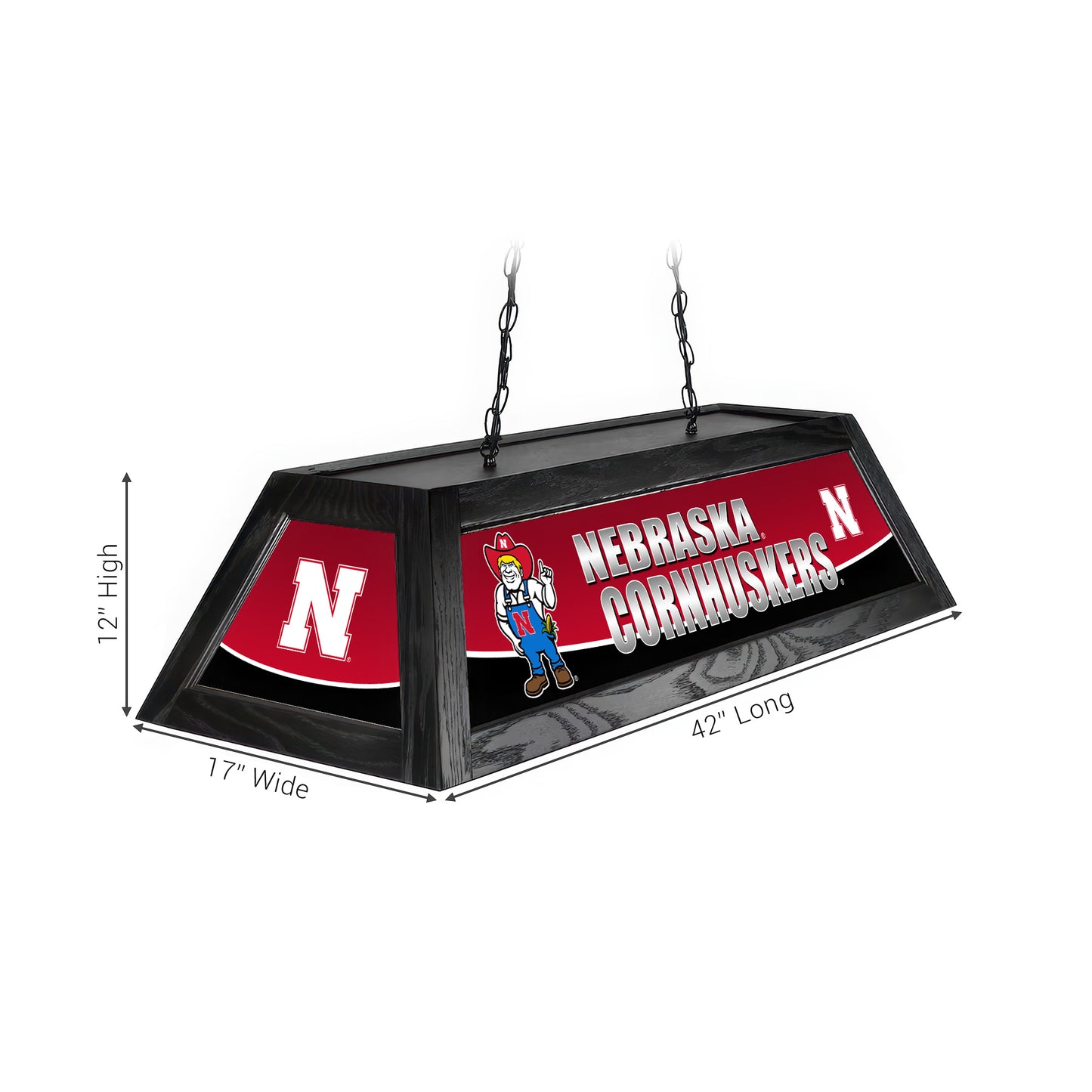 Official [Team Name] Pool Table Lamp Sizing Chart - 42 Inch Length Dimensions Diagram