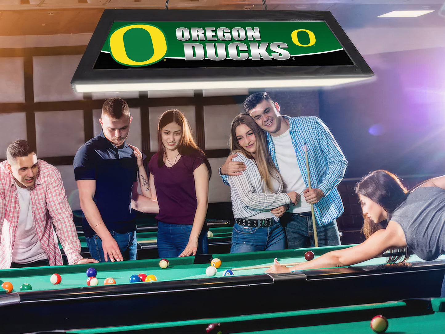Official [Team Name] 42-Inch Billiard Light Installed Hanging Inside Game Room Man Cave