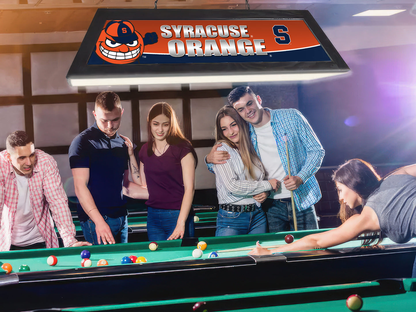Official [Team Name] 42-Inch Billiard Light Installed Hanging Inside Game Room Man Cave