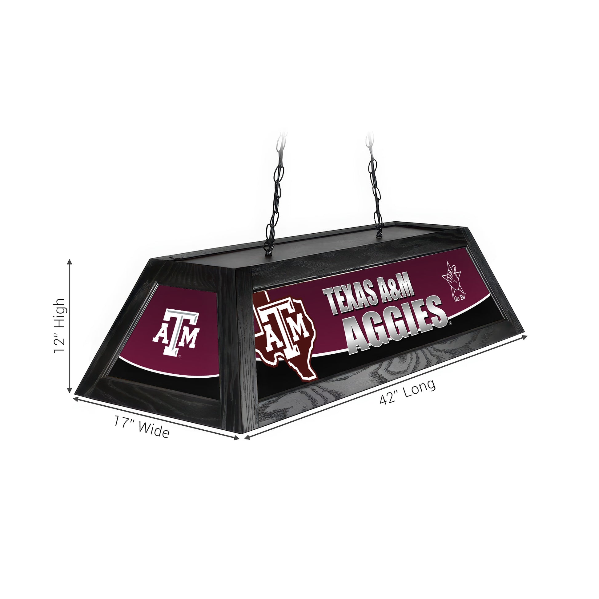 Official [Team Name] Pool Table Lamp Sizing Chart - 42 Inch Length Dimensions Diagram