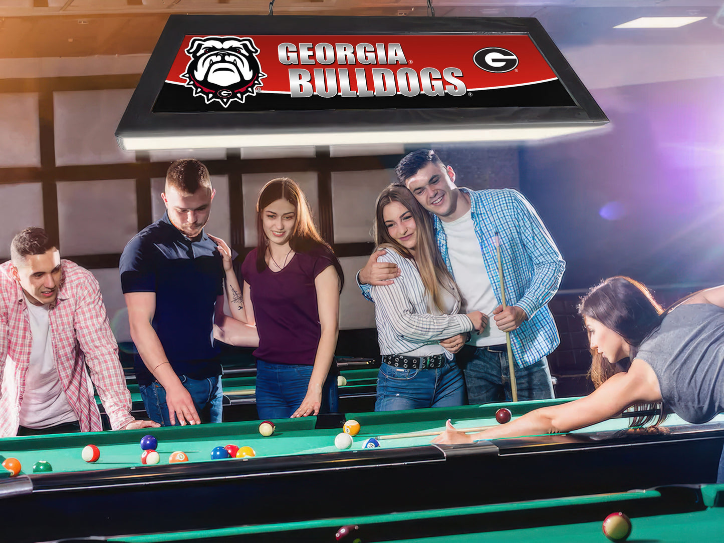 Official [Team Name] 42-Inch Billiard Light Installed Hanging Inside Game Room Man Cave