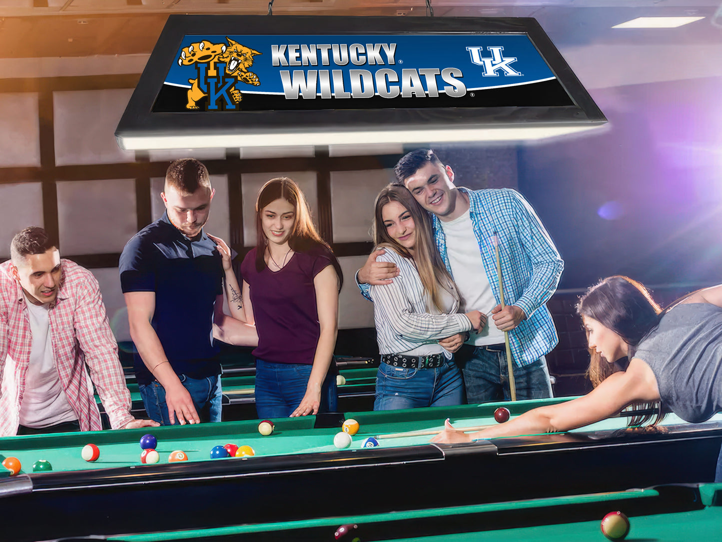 Official [Team Name] 42-Inch Billiard Light Installed Hanging Inside Game Room Man Cave