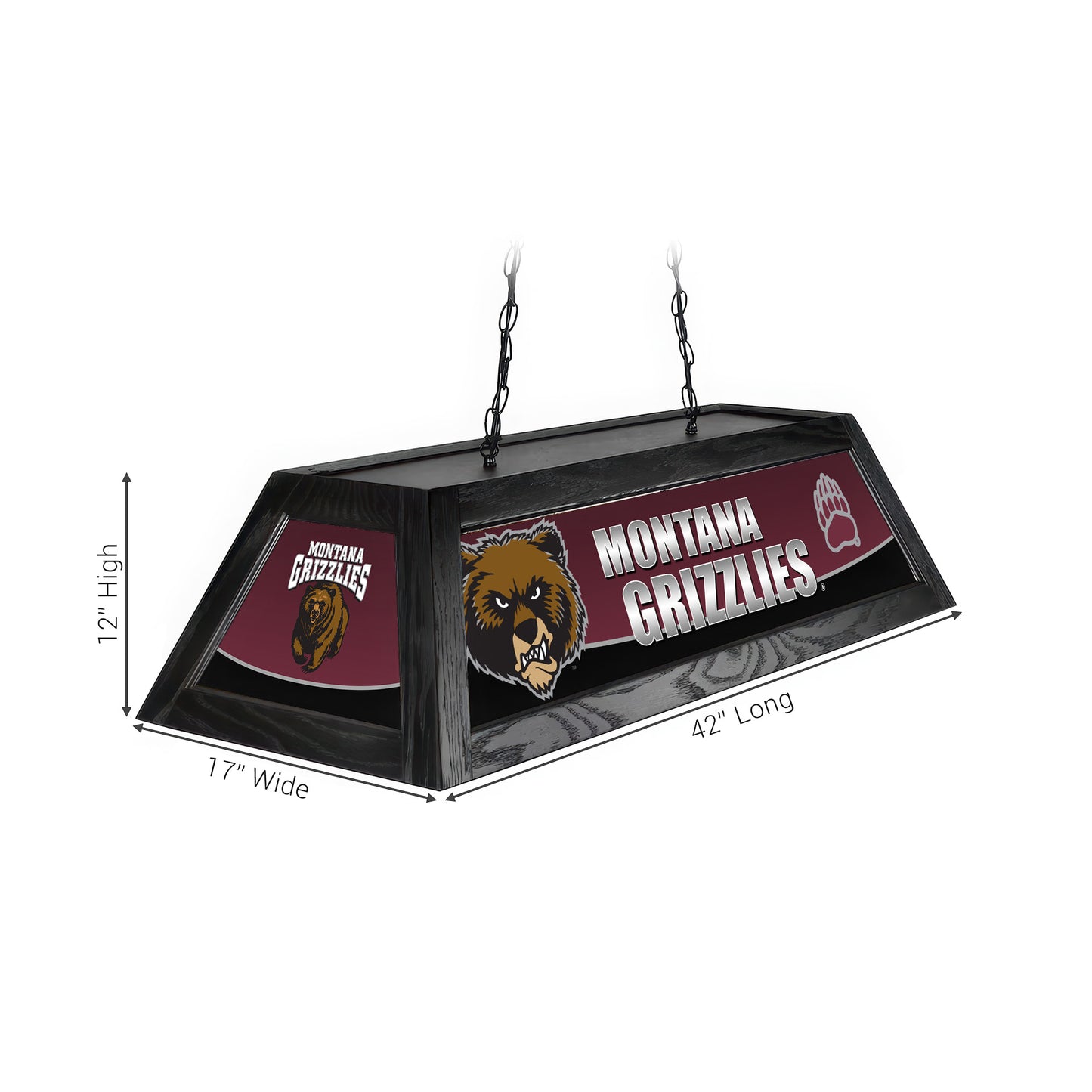 Official [Team Name] Pool Table Lamp Sizing Chart - 42 Inch Length Dimensions Diagram