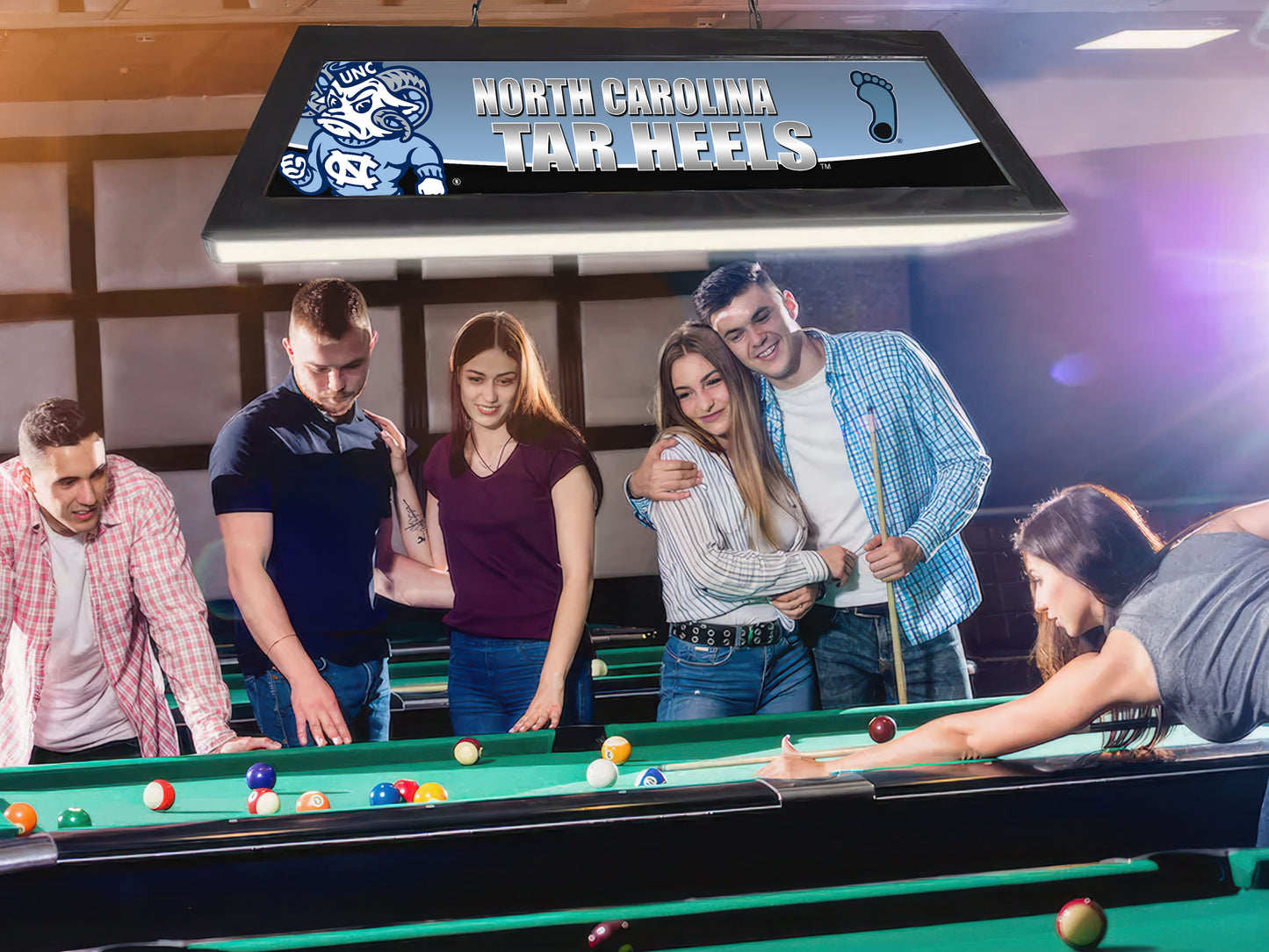 Official [Team Name] 42-Inch Billiard Light Installed Hanging Inside Game Room Man Cave