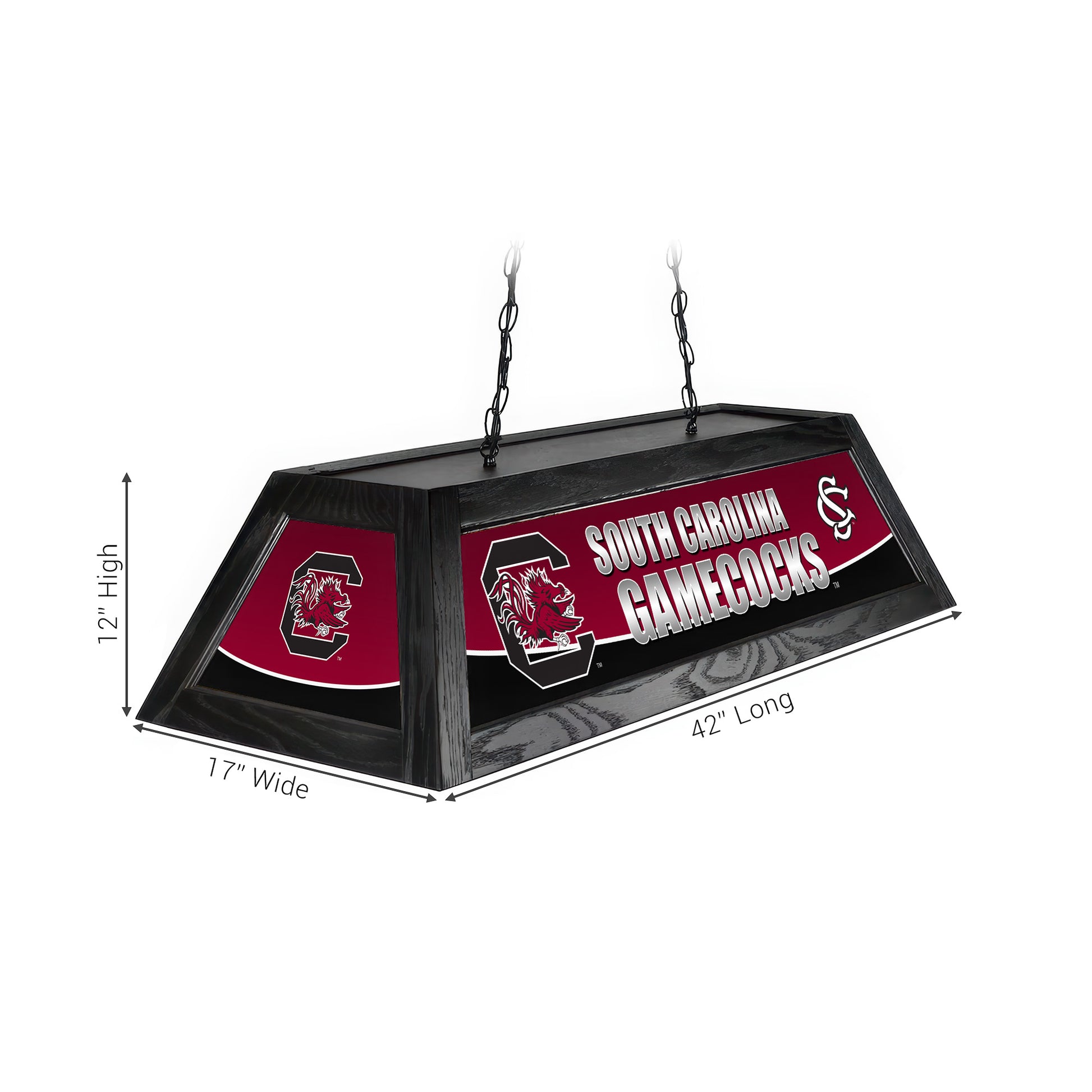 Official [Team Name] Pool Table Lamp Sizing Chart - 42 Inch Length Dimensions Diagram