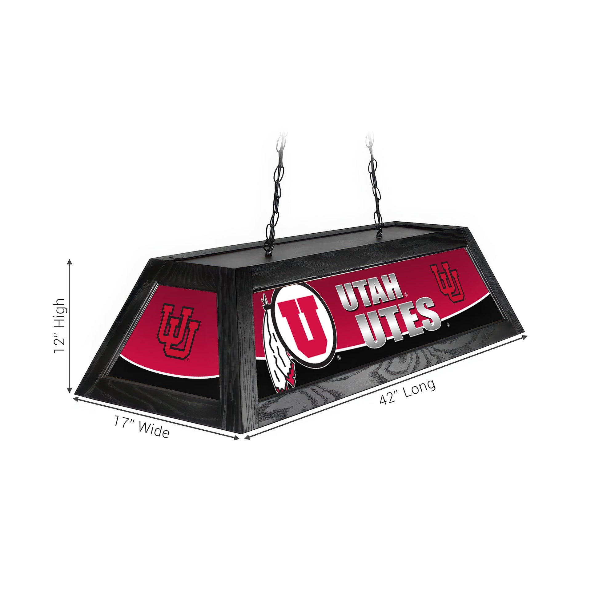 Official [Team Name] Pool Table Lamp Sizing Chart - 42 Inch Length Dimensions Diagram