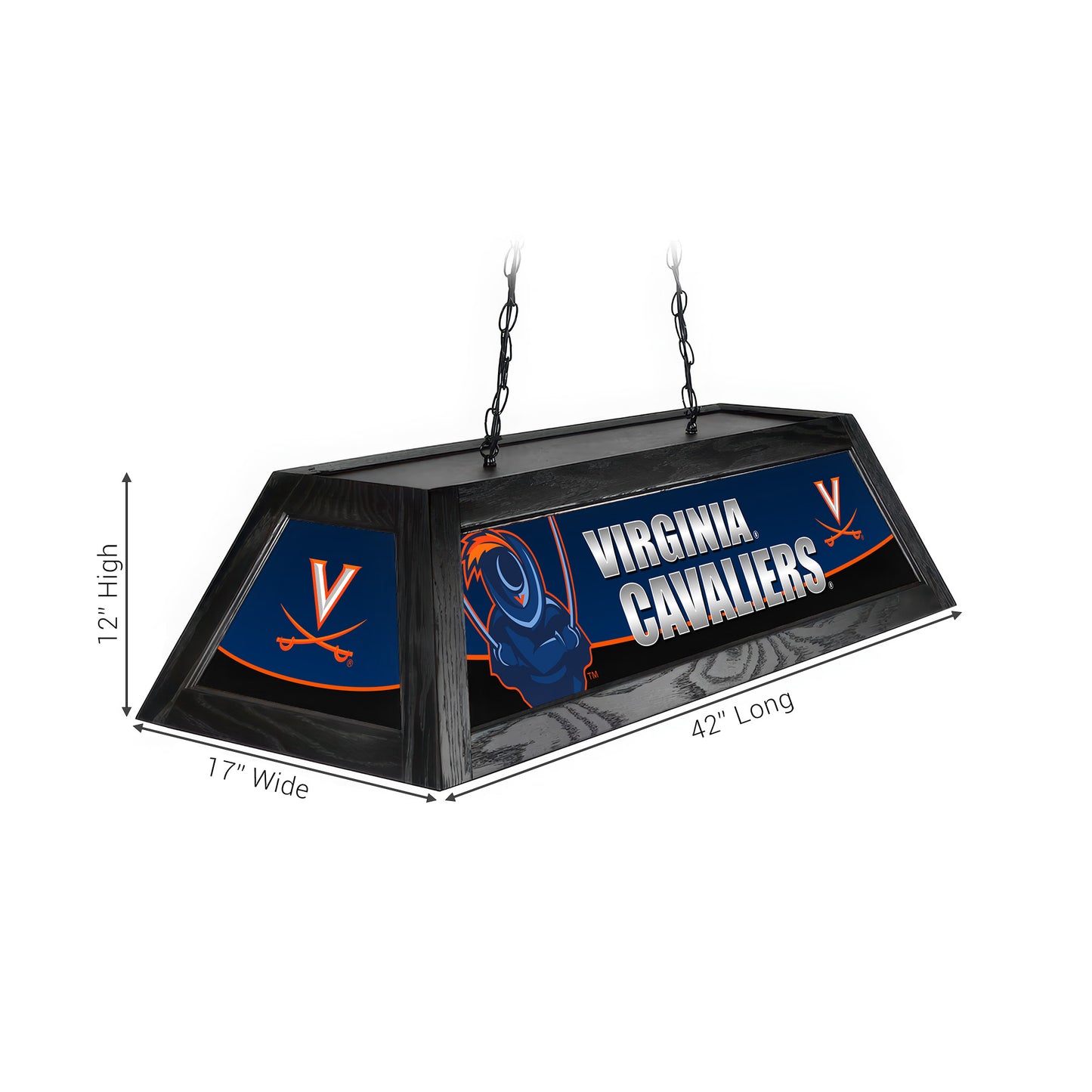 Official [Team Name] Pool Table Lamp Sizing Chart - 42 Inch Length Dimensions Diagram