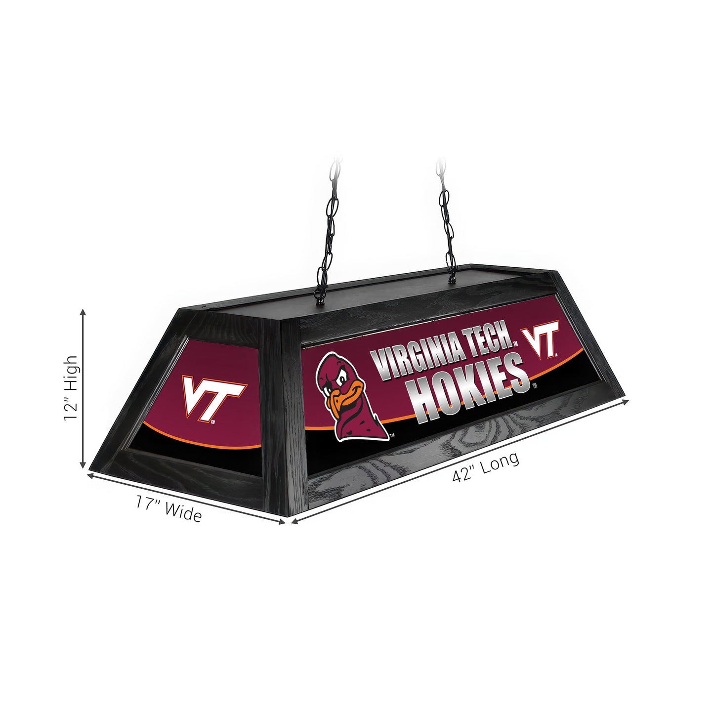 Official [Team Name] Pool Table Lamp Sizing Chart - 42 Inch Length Dimensions Diagram