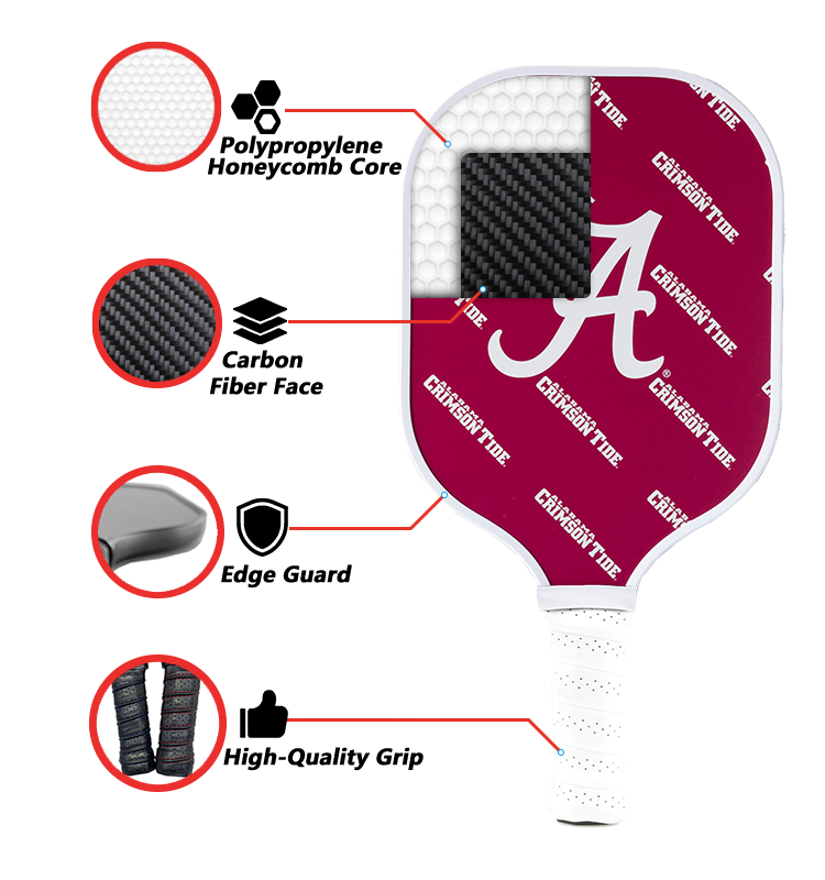 Alabama Crimson Tide standard pickleball paddle additional view