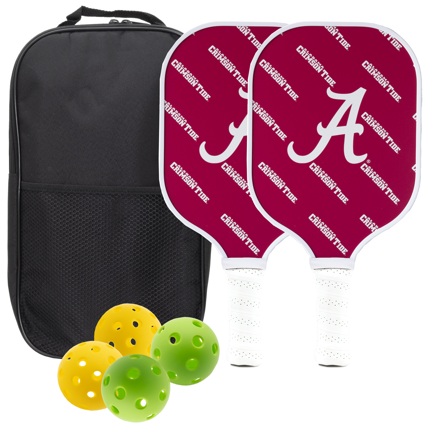 Alabama Crimson Tide pickleball paddle set with balls and carry case