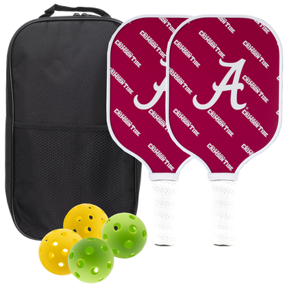 Alabama Crimson Tide pickleball paddle set with balls and carry case