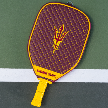 Arizona State Sun Devils quilted pickleball paddle cover on court view