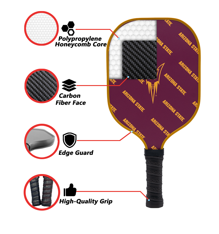 Arizona State Sun Devils standard pickleball paddle additional view