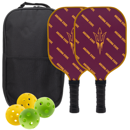 Arizona State Sun Devils pickleball paddle set with balls and carry case