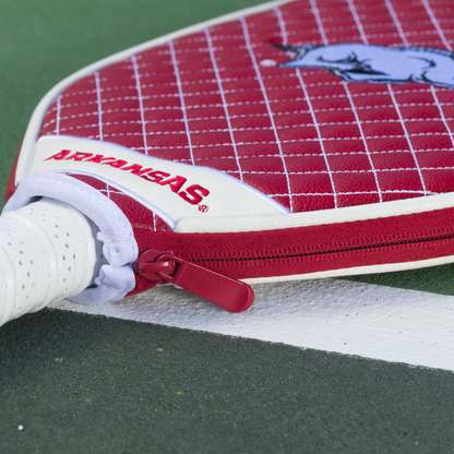 Arkansas Razorbacks quilted pickleball paddle cover team name