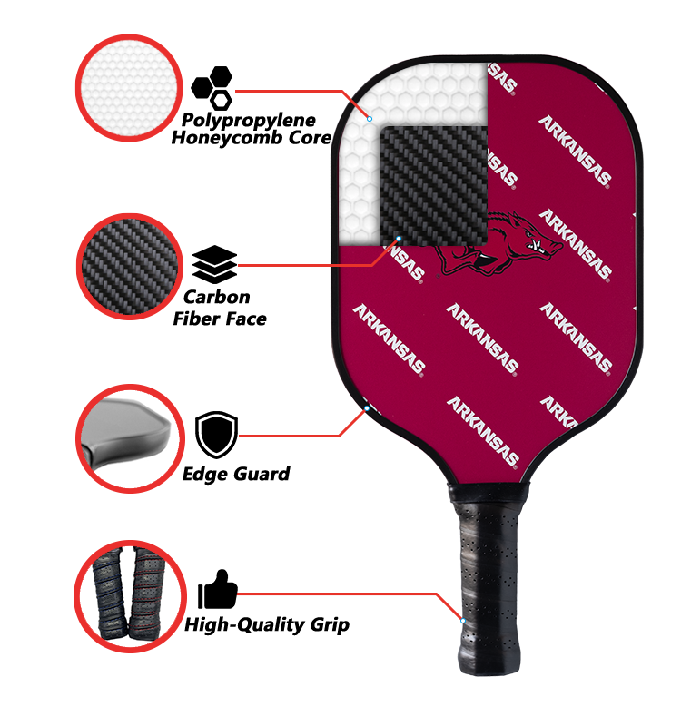 Arkansas Razorbacks standard pickleball paddle additional view