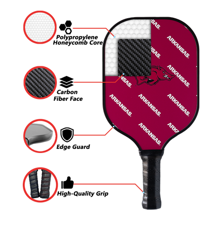 Arkansas Razorbacks standard pickleball paddle additional view