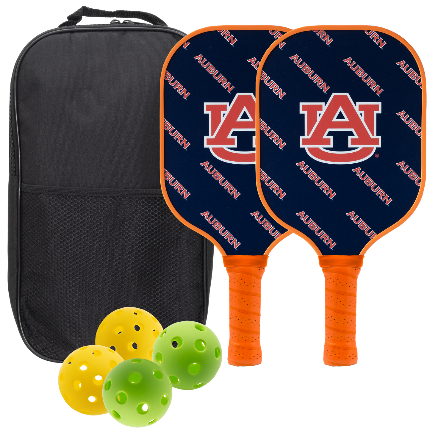 Auburn Tigers pickleball paddle set with balls and carry case