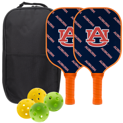 Auburn Tigers pickleball paddle set with balls and carry case