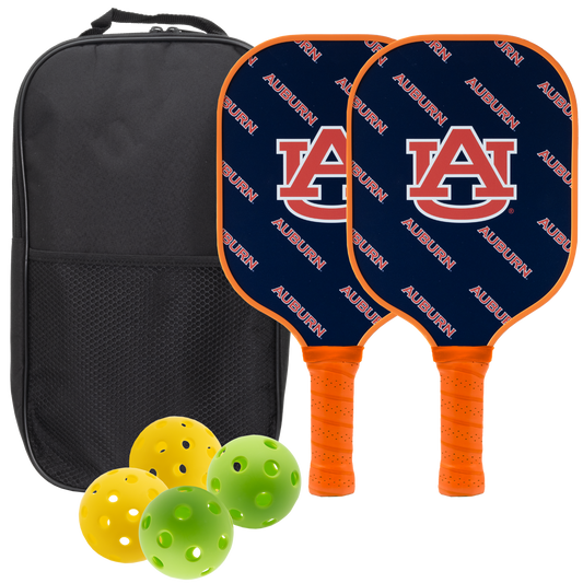 Auburn Tigers pickleball paddle set with balls and carry case