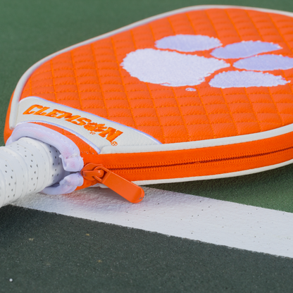 Clemson Tigers quilted pickleball paddle cover team name