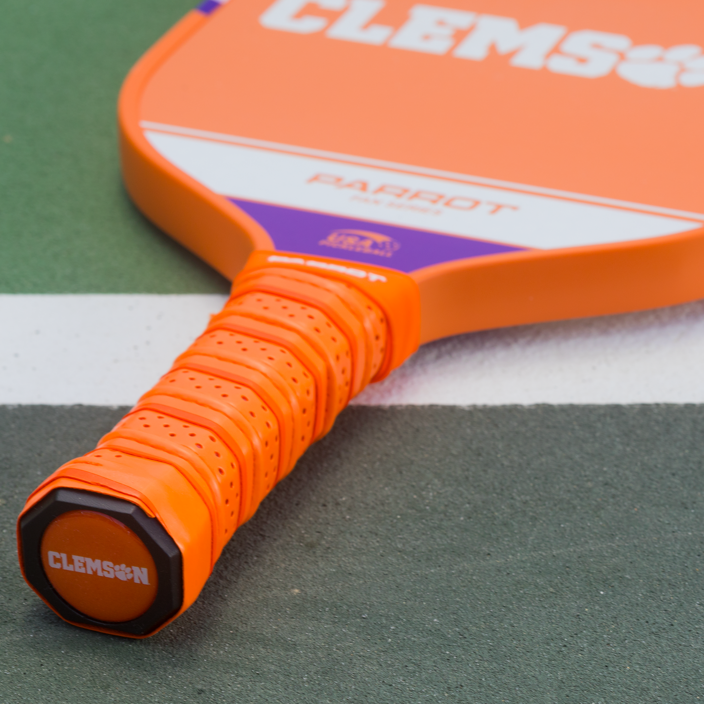 Clemson Tigers Sport Plus pickleball paddle on the court