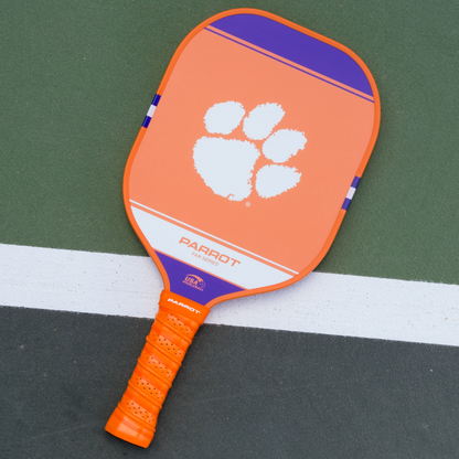 Clemson Tigers Sport Plus pickleball paddle back view on the court