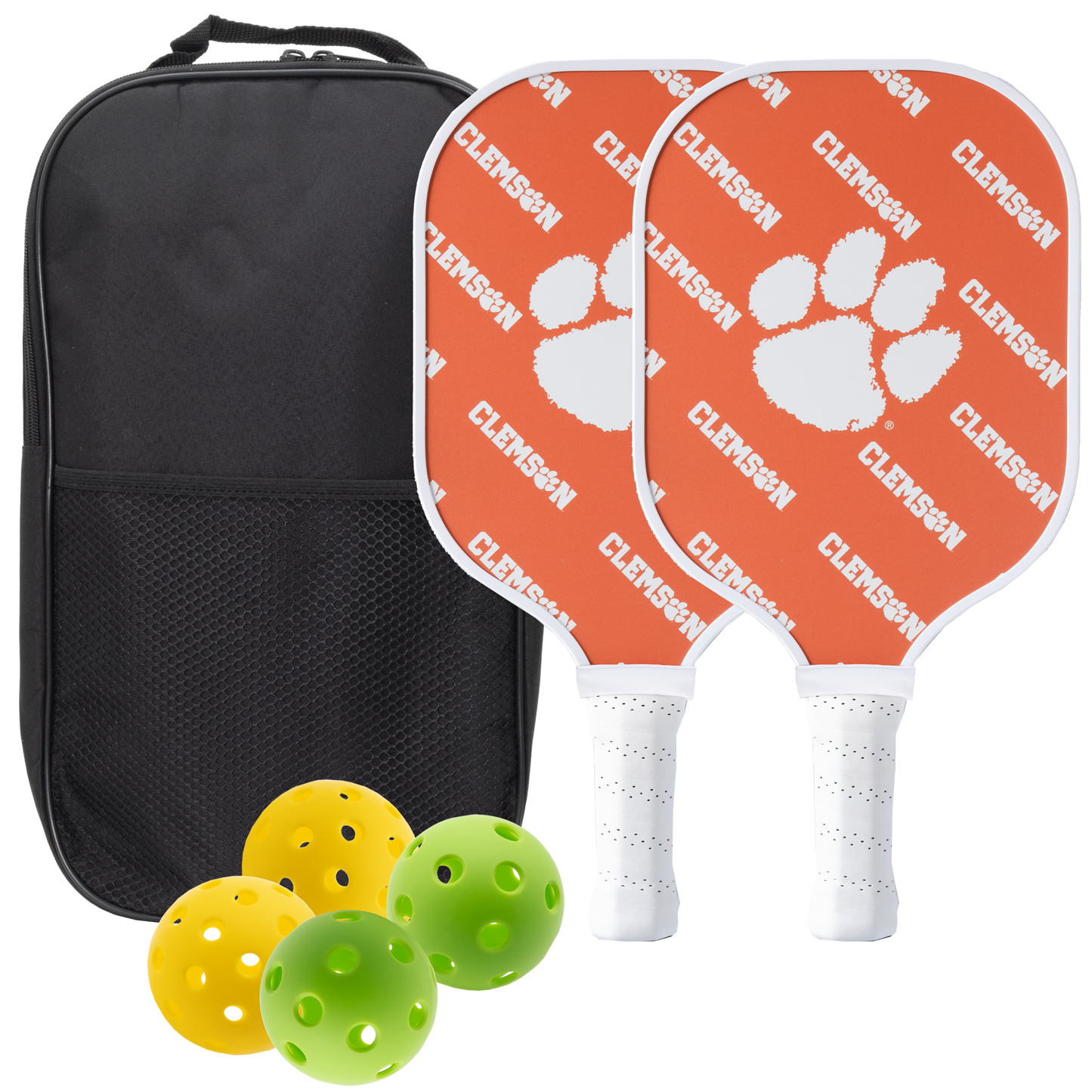 Clemson Tigers pickleball paddle set with balls and carry case
