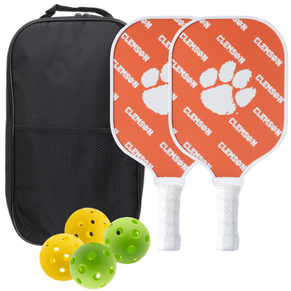 Clemson Tigers pickleball paddle set with balls and carry case
