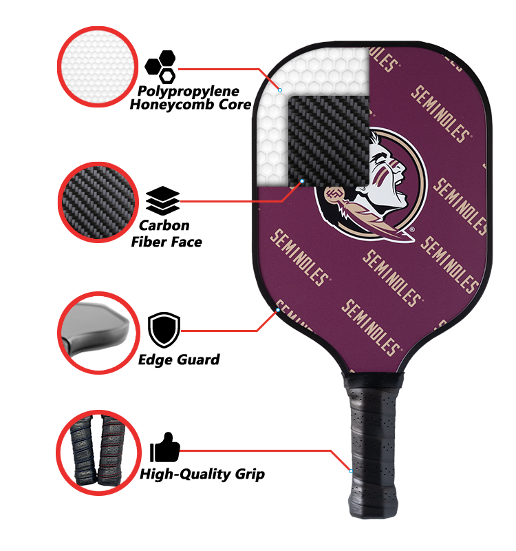 Florida State Seminoles standard pickleball paddle additional view