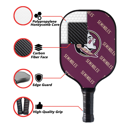 Florida State Seminoles standard pickleball paddle additional view