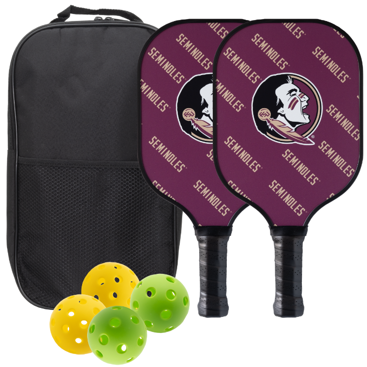 Florida State Seminoles pickleball paddle set with balls and carry case