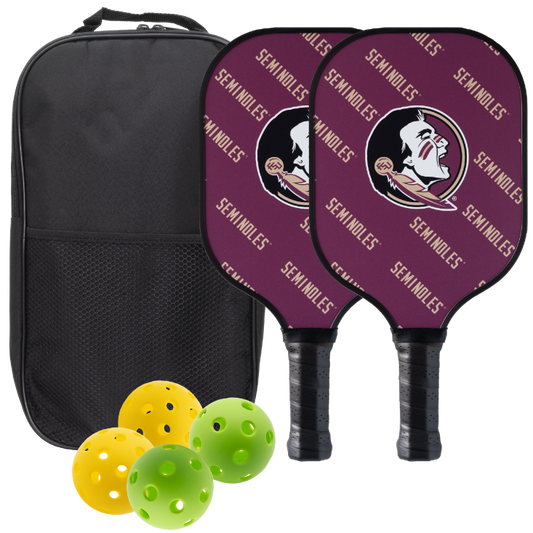 Florida State Seminoles pickleball paddle set with balls and carry case