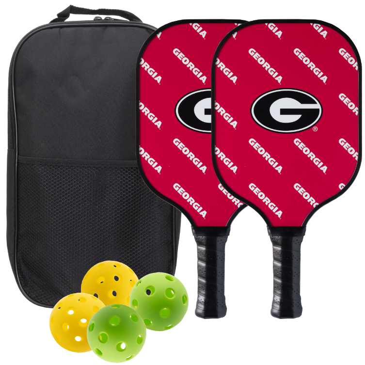 Georgia Bulldogs pickleball paddle set with balls and carry case
