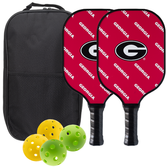 Georgia Bulldogs pickleball paddle set with balls and carry case