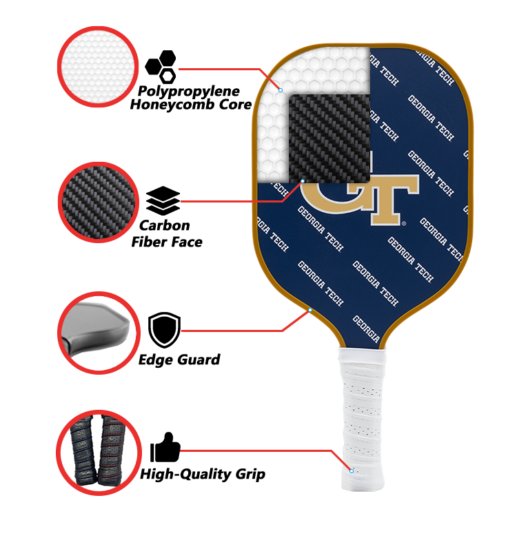 Georgia Tech Yellow Jackets standard pickleball paddle additional view