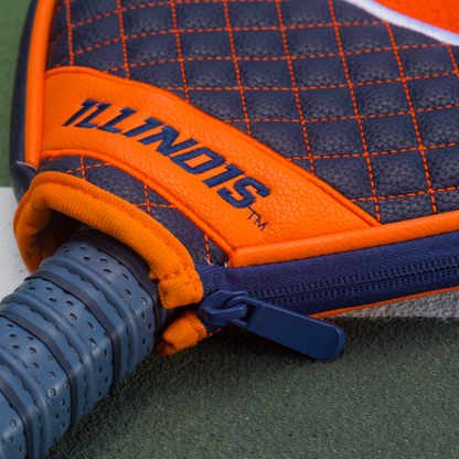Illinois Fighting Illini quilted pickleball paddle cover team name