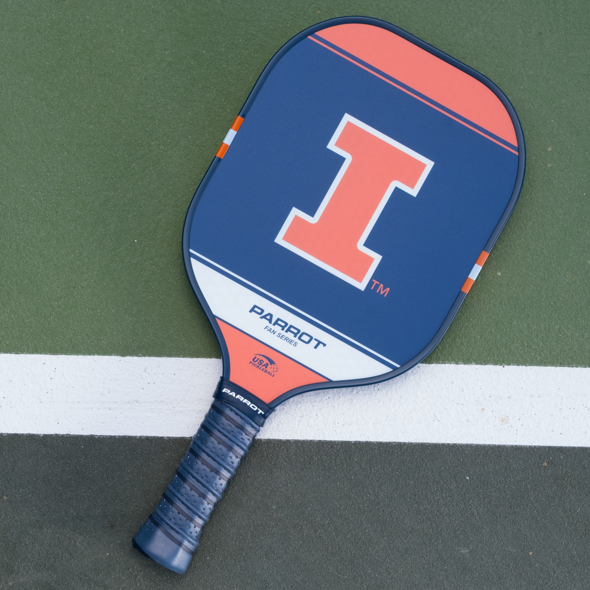 Illinois Fighting Illini Sport Plus pickleball paddle back view on the court